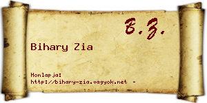 Bihary Zia névjegykártya